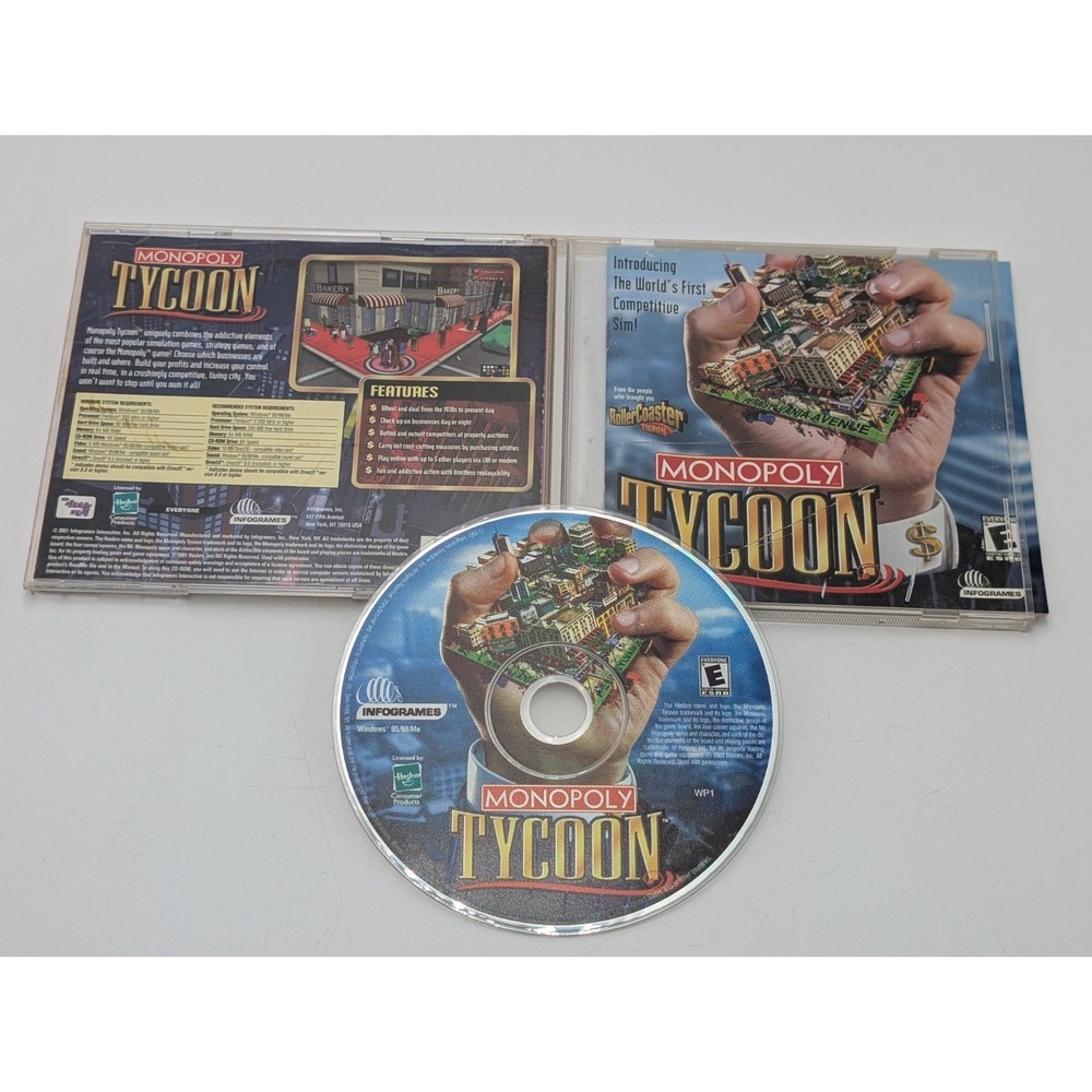 Monopoly Tycoon PC CD Rom 2001 PC Video Game‎ w/ manual